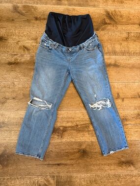 Abercrombie & Fitch Light Blue Distressed Boyfriend Maternity Jeans